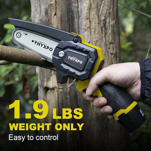 YHYXPO Mini-Chainsaw-Carless 4 بوصة - منشار كهربائي صغير محمول مع بطارية 12V 1.5AH 1Pack، بطارية منشار صغير تعمل بالطاقة لقطع الخشب وتقليم الأشجار (أخضر) in Kuwait