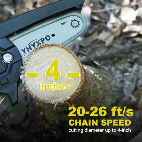 YHYXPO Mini-Chainsaw-Carless 4 بوصة - منشار كهربائي صغير محمول مع بطارية 12V 1.5AH 1Pack، بطارية منشار صغير تعمل بالطاقة لقطع الخشب وتقليم الأشجار (أخضر) in Kuwait