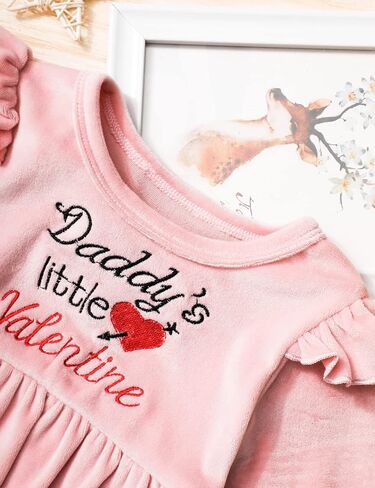 ملابس عيد الحب للفتيات الصغيرات من Daddys Little Valentine رومبير مخملي + تدفئة الساق + عصابة رأس مكونة من 3 قطع in Kuwait