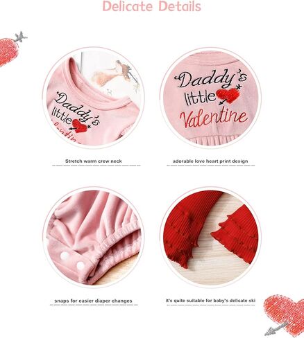 ملابس عيد الحب للفتيات الصغيرات من Daddys Little Valentine رومبير مخملي + تدفئة الساق + عصابة رأس مكونة من 3 قطع in Kuwait