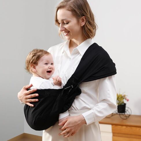 هومال حمالة اطفال من حديثي الولادة الى الصغار، حمالة اطفال خفيفة الوزن وجيدة التهوية وقابلة للتعديل تتحمل وزن 7-40 باوند، حامل اطفال بدون استخدام اليدين، اسود in Kuwait