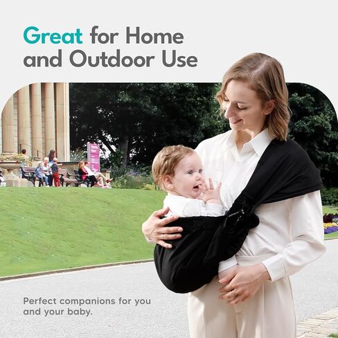 هومال حمالة اطفال من حديثي الولادة الى الصغار، حمالة اطفال خفيفة الوزن وجيدة التهوية وقابلة للتعديل تتحمل وزن 7-40 باوند، حامل اطفال بدون استخدام اليدين، اسود in Kuwait