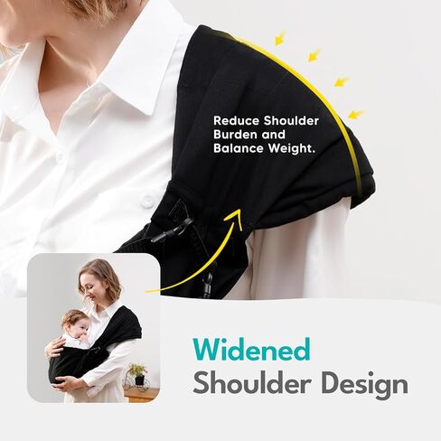 هومال حمالة اطفال من حديثي الولادة الى الصغار، حمالة اطفال خفيفة الوزن وجيدة التهوية وقابلة للتعديل تتحمل وزن 7-40 باوند، حامل اطفال بدون استخدام اليدين، اسود in Kuwait