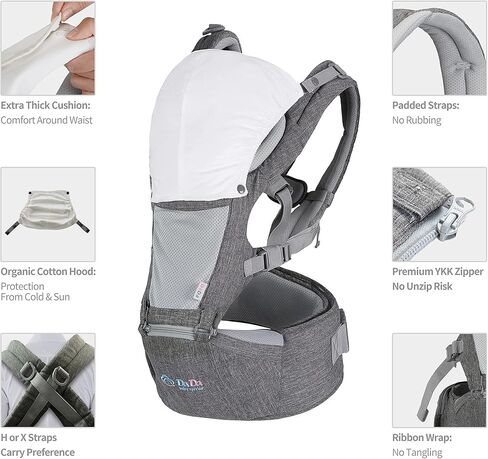 Texas Design Safety Certified Ergonomic DADA Hip Seat Baby Carrier Newborn to Toddler, Lumbar Support Waist Stool, Airflow Mesh for Nursing Hiking Travel Indoor in Saudi Arabia