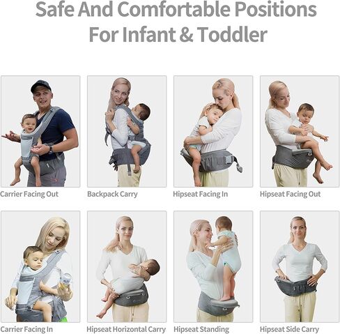 Texas Design Safety Certified Ergonomic DADA Hip Seat Baby Carrier Newborn to Toddler, Lumbar Support Waist Stool, Airflow Mesh for Nursing Hiking Travel Indoor in Saudi Arabia