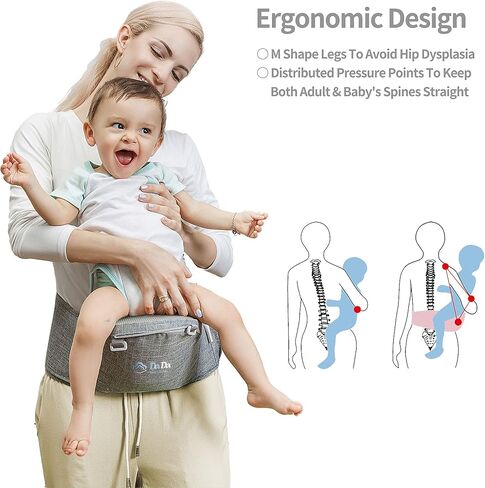 Texas Design Safety Certified Ergonomic DADA Hip Seat Baby Carrier Newborn to Toddler, Lumbar Support Waist Stool, Airflow Mesh for Nursing Hiking Travel Indoor in Saudi Arabia
