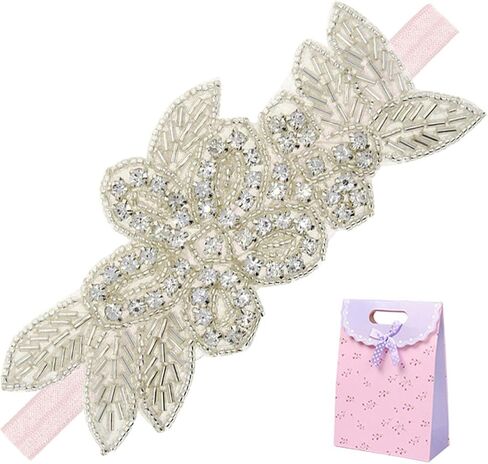 Elesa Miracle Little Baby Girl Rhinestone Flower Headband, Baby Hair Accessories in Gift Bag in Saudi Arabia