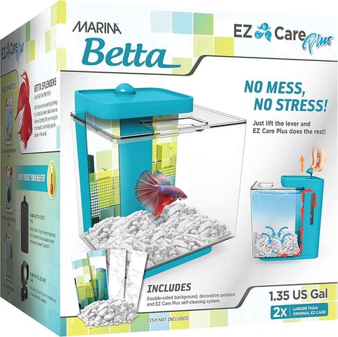 1.35 Gallon Betta Aquarium Provides no Mess, no Stress Maintenance and Includes decoractive Double-Sided Background and Pebbles in Saudi Arabia