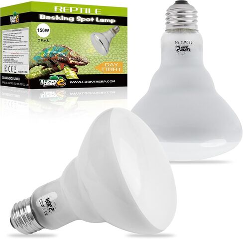 LUCKY HERP Heat Lamp Bulbs - 150W Reptile Heat Lamp 2 Pack, Daylight Basking Heat Lamp Bulbs for Reptile, UVA Heat Light Bulb for Reptiles, Amphibians, Bearded Dragons, Lizards, Turtles, Chickens in Saudi Arabia