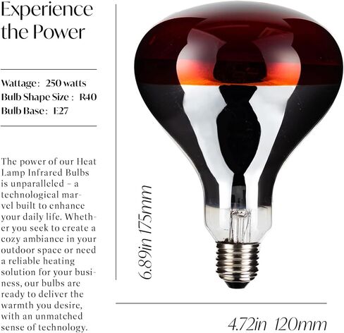 TOPHORT 2 Pack Heat Lamp Bulb R40/250 Watts, Red Heat Lamps Outdoor Bulbs for Pets Flood Light Bulb for Chickens Infrared Reflector,E26 Base in Saudi Arabia