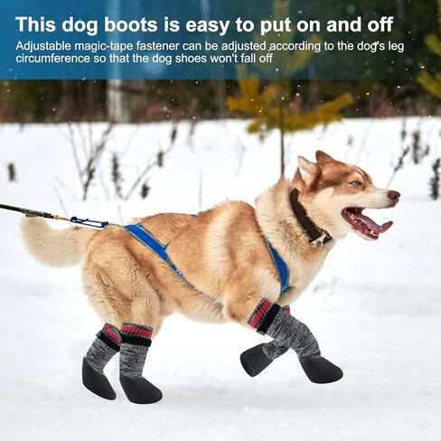 QINLECTRI 2 Pairs Dog Socks Anti Slip Dog Socks Boots Anti-Slip Dog Paw Protector Waterproof Rubber Bottom Dog Shoes Rubber Sole Dog Boots with Adjustable Straps for Indoor Outdoor Wear in Kuwait