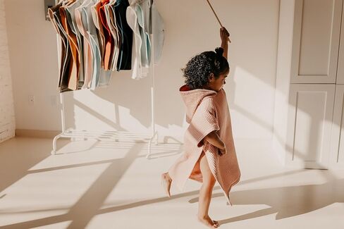 Jade&Kai Hooded Towel for Kids | Snaps into a Poncho | Organic Cotton Waffle | Lightweight and Absorbent | Bath, Beach, and Pool | Multiple Colors | (Medium (3-6 Yrs), June Breeze) in Kuwait