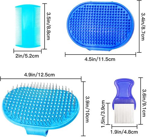YOLUFER 4 Pieces Rabbit Grooming Kit Including Rabbit Hair Remover, Rabbit Grooming Brush, Pet Bath Brush with Adjustable Ring Handle, Steel Comb and Double-Sided Pet Comb ,Suitable for Bunny & Guinea in Saudi Arabia