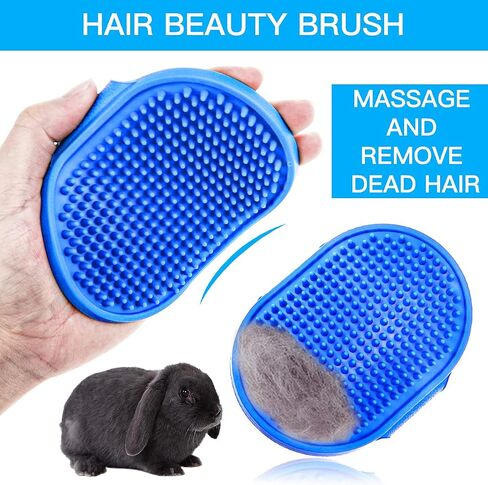 YOLUFER 4 Pieces Rabbit Grooming Kit Including Rabbit Hair Remover, Rabbit Grooming Brush, Pet Bath Brush with Adjustable Ring Handle, Steel Comb and Double-Sided Pet Comb ,Suitable for Bunny & Guinea in Saudi Arabia