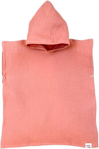 Jade&Kai Hooded Towel for Kids | Snaps into a Poncho | Organic Cotton Waffle | Lightweight and Absorbent | Bath, Beach, and Pool | Multiple Colors | (Medium (3-6 Yrs), June Breeze) in Kuwait