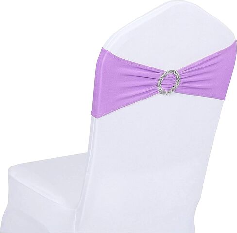 Obstal 10 PCS Spandex Stretch Chair Sashes Bows for Wedding Reception- Universal Elastic Chair Cover Bands with Buckle Slider for Banquet, Party, Hotel Event Decorations Gold Sashes in Saudi Arabia