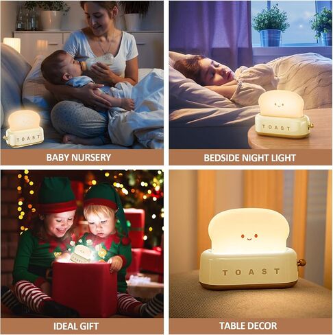ضوء ليلي لطيف، مصباح ليلي توست كاواي لديكور المكتب، طاولة، حضانة الأطفال وغرفة النوم ديكور جمالي، هدايا مصباح خبز محمصة قابلة لإعادة الشحن للمراهقين والأطفال والفتيات والفتيان، أصفر in Kuwait