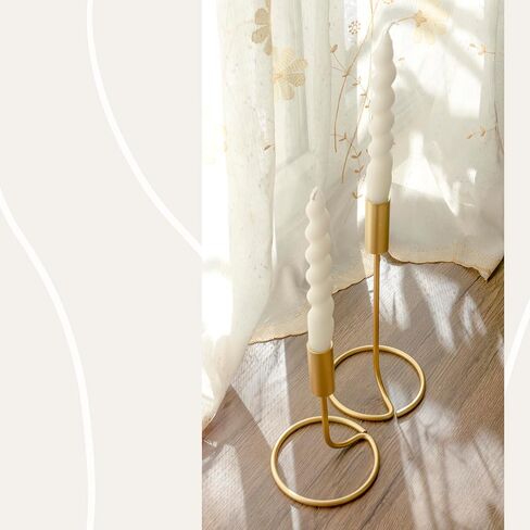 Cozyline 2Pcs Brass Candlestick Holders, Taper Candle Holder Set,Elegant Decor, Modern Candle Holders for Table Decor, Dinning,Holiday, Wedding, Housewarming Gift(S&L) in Saudi Arabia