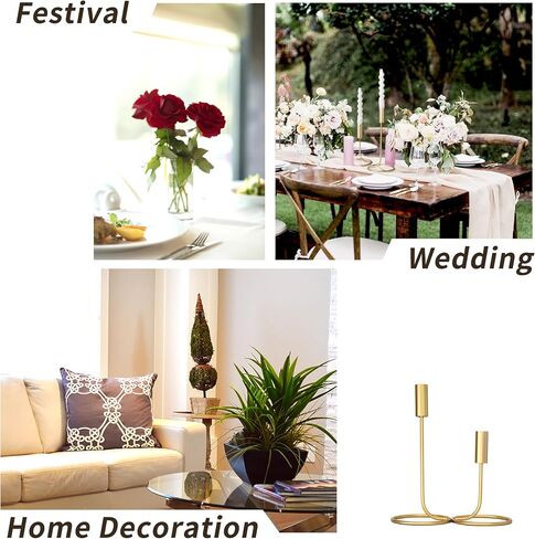 Cozyline 2Pcs Brass Candlestick Holders, Taper Candle Holder Set,Elegant Decor, Modern Candle Holders for Table Decor, Dinning,Holiday, Wedding, Housewarming Gift(S&L) in Saudi Arabia