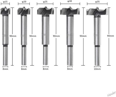 مطار حكر مجموعة لقم مثقاب فورستنر من 5 قطع / 15-35 ملم من الستيل الكربوني الطويل والمفصلات المستديرة الطويلة للخشب والخشب الرقائقي والبلاستيك والخشب الرقائقي in Kuwait