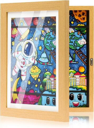HOHUIGO Kids Art Frame 8.5x11 Front Opening Display for Children's Drawings, Crafts, and 3D Art Hanging Portfolio for Wall Holds 50-100Pcs Kids Artwork Frames Changeable Storage in Kuwait