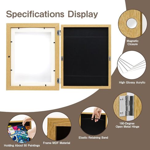 HOHUIGO Kids Art Frame 8.5x11 Front Opening Display for Children's Drawings, Crafts, and 3D Art Hanging Portfolio for Wall Holds 50-100Pcs Kids Artwork Frames Changeable Storage in Kuwait