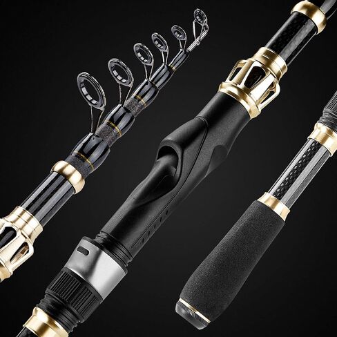 PLUSINNO Fishing Rod and Reel Combo, Telescopic Fishing Pole Kit with Spinning Reel, Tackle Box, Fishing Lures and Travel Carrying Bag, Fishing Gear Gifts for Men in Kuwait