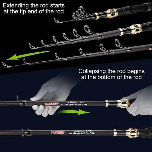 PLUSINNO Fishing Rod and Reel Combo, Telescopic Fishing Pole Kit with Spinning Reel, Tackle Box, Fishing Lures and Travel Carrying Bag, Fishing Gear Gifts for Men in Kuwait