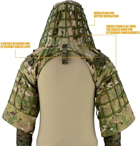كريم أساس LytHarvest Sniper Ghillie Suit، Ripstop، غطاء رأس Ghillie التكتيكي المموه in Kuwait