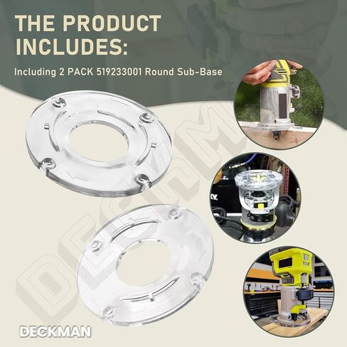 DECKMAN 2 PACK 519233001 قاعدة فرعية مستديرة متوافقة مع جهاز توجيه النخيل اللاسلكي Ryobi P601 وRidgid R2401 in Kuwait