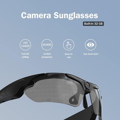 نظارات كاميرا Sheawasy 1080P نظارات تسجيل الفيديو 32 جيجابايت تصميم للجنسين عدسات مستقطبة لركوب الدراجات والقيادة والمشي لمسافات طويلة وصيد الأسماك in Kuwait