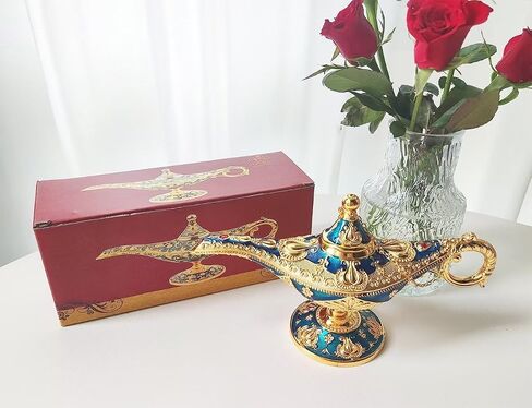 مصباح علاء الدين السحري من Hourwof، مصباح دعامة زي الليالي العربية لحفلات الزفاف، أسطورة متمنية ضوء للمنزل ديكور الطاولة عيد الهالوين هدية عيد ميلاد، أزرق كبير in Saudi Arabia