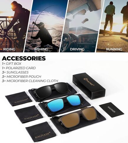 KALIYADI Polarized Sunglasses for Men, Lightweight Sun Glasses with UV Protection for Driving Fishing Golf in Kuwait
