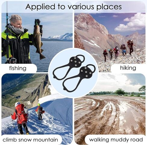 مشابك تثبيت من وينشال، مسامير ثلج للاحذية والاحذية ذات الرقبة الطويلة، مقابض من السيليكون والستانلس ستيل، مسامير تثبيت للاحذية والثلج والثلج والمشي لمسافات طويلة في الشتاء والتسلق والصيد على الجليد in Kuwait