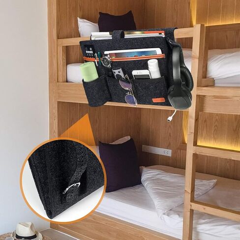SIMBOOM Bedside Storage Organizer, Beside Caddy, Table Cabinet Storage Pouch for TV Remote Control, Phones, Magazines, Tablets, Accessories - Dark Grey in Saudi Arabia