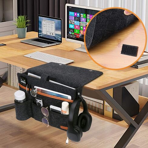 SIMBOOM Bedside Storage Organizer, Beside Caddy, Table Cabinet Storage Pouch for TV Remote Control, Phones, Magazines, Tablets, Accessories - Dark Grey in Saudi Arabia