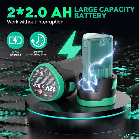 LULYDAY Cordless Buffer Polisher, 5 inch Car Buffer Polisher with 12mm Random Orbital, w/ 2 X 2.0Ah Batteries, 6 Variable Speed Buffer Polisher for Car Detailing/ Waxing/ Polishing in Kuwait