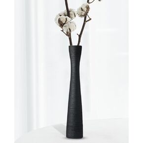 مزهرية زهرة سيراميك سوداء من MZYOUHUO بطول 16.5 بوصة، مزهرية زهور رفيعة، مزهرية مصنوعة يدويًا وديكور عصري بسيط لغرفة المعيشة والمنزل والمكتب والقطعة المركزية والطاولة وحفلات الزفاف - أسود in Kuwait