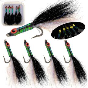 DEILAI 5pcs يطير الصيد الذباب الرطب الجاف الذباب عدة يطير تشكيلة السحر لسمك السلمون المرقط باس الحوريات الصيد اليد تعادل الذباب عدة مع صندوق الطيران للمياه المالحة والمياه العذبة in Kuwait