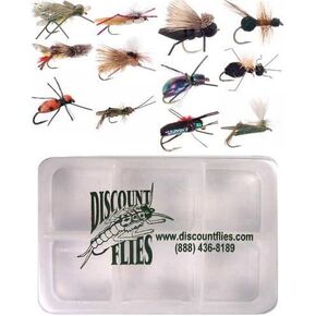 DiscountFlies Terrestrial Dry Fly Fishing Flies – Fishing Kit w/Fly Box & 12 Dry Flies for Trout Fishing – Realistic and Effective Fly Fishing Gear – Trout Flies for Fly Fishing on Strong Sharp Hooks in Kuwait