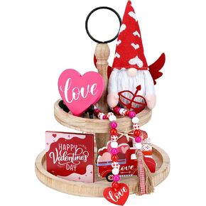 كولوفيس ديكور عيد الحب، 5 قطع ديكور صينية عيد الحب (الصينية غير متضمنة)، لافتات خشبية اكس او الحب على شكل قزم من القطيفة واكليل خرز لعيد الحب والزفاف وديكور المنزل والمطبخ in Kuwait