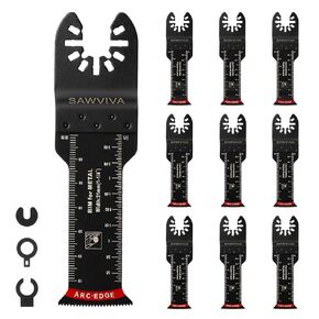 شفرات منشار متأرجحة طويلة للغاية من SAWVIVA، 10 قطع بحافة قوسية 1-1/4 بوصة شفرات متعددة الأدوات ثنائية المعدن قطع دقيق للخشب والأظافر والمعادن والبلاستيك مع شفرات أدوات متأرجحة عالمية سريعة الإصدار in Kuwait