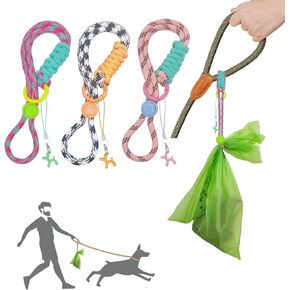 Knot-Free Dog Poop Bag Holder (3 Colors) Dog Waste Bag Carrier for Conventional & Retractable Dog Leash, Hand-Free Dog Poop Bag Dispenser (Clamp) in Kuwait
