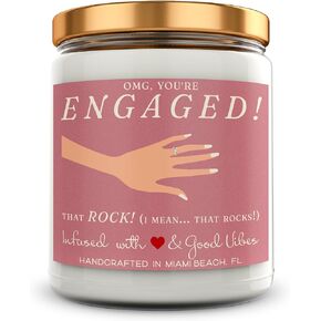 Engagement Candle Gift for Her by Mint Sugar Candle Company, Made in USA, Engaged Congrats Gifts for Women with Tropical Fruit Aroma, Congratulations Gifts for Newly Couples Fiance Bride