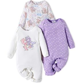 AdoraCute by PatPat Care Bears Baby Girl Boy Clothes 3-pack Long Sleeve Bodysuit Cotton Unisex Baby Rompers Set in Saudi Arabia