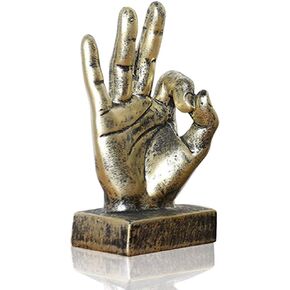 Lependor Silver Polyresin Hand Gesture Desk Statues Finger Sculpture Decor - Silver Ok Fingers in Kuwait