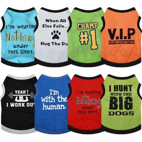 8 Pieces Dog Shirts Boy Funny Printed Puppy Shirts Summer Male Soft Dog Clothes Breathable PET T Shirts Outfits Dog Sweatshirt Clothing (Small)
