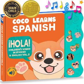Coco Learns Spanish Vol. 2 | Musical Spanish Book & Bilingual Toy for Toddlers & Babies; Libros en Español para Niños; Spanish Baby Book & Children’s Book; Learn Spanish for Kids, Niñas, Niños, Bebes in Saudi Arabia