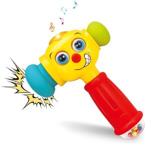 HOLA Toys for 1 Year Old Boy Gifts Baby Toys 12-18 Months, Baby Toys 6 to 12 Months Toy Hammer with Music Sound & Light, Grab Shake Pound 9 Month Old Baby Boy Girl Toys 1 Year Old Boy Birthday Gift