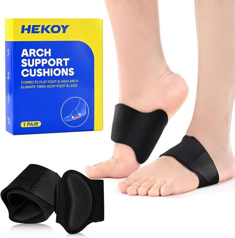 HEKOY Plantar Fasciitis Arch Support - Adjustable Compression Brace with Gel Pads, Flat Foot Pain Relief in Kuwait